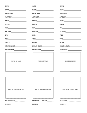 Cat Identification Form