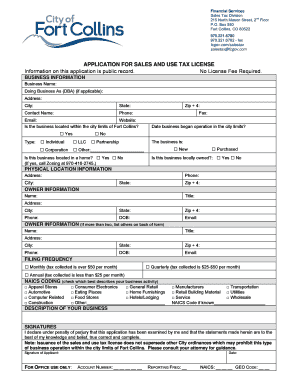 Colorado Sales and Use Tax License Application