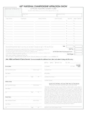 Appaloosa Show Non-Pro Entry Form