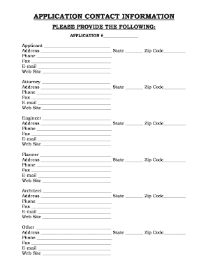 Application Contact Information Form