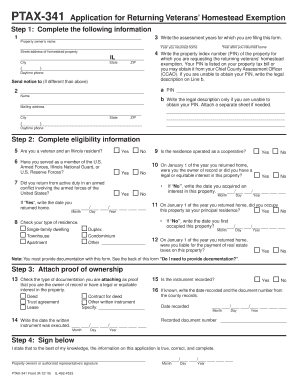 Illinois Returning Veterans’ Homestead Exemption Form