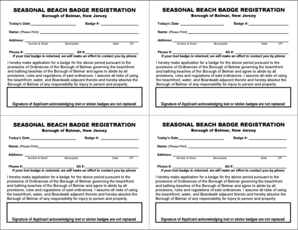 Seasonal Beach Badge Registration Form