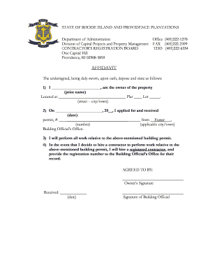 Rhode Island Homeowner's Affidavit