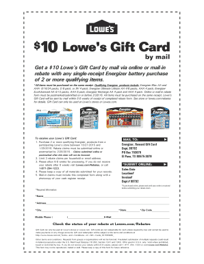 Lowe's Energizer Battery Rebate Form