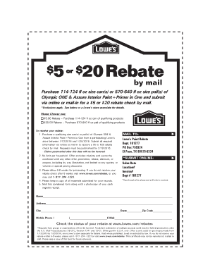 Lowe's Paint Rebate Form