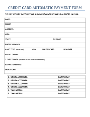 Credit Card Automatic Payment Form