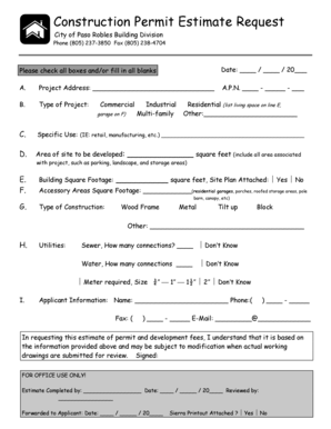 Construction Permit Estimate Request