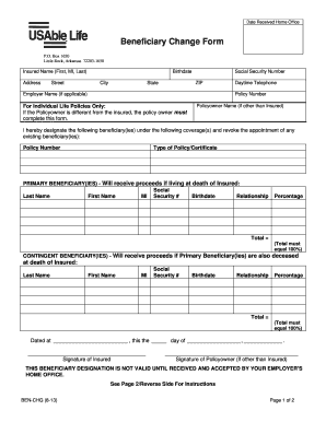 Beneficiary Change Form