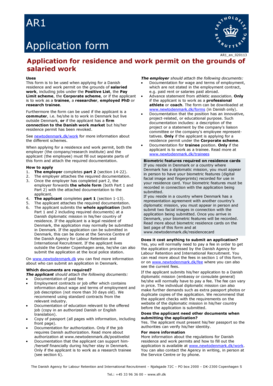 Denmark Salaried Work Residence and Work Permit Application