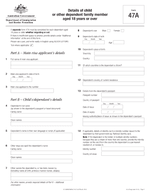 Australian Dependent Visa Form 47A