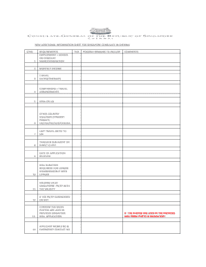 Singapore Consulate Additional Information Sheet