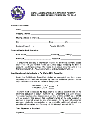 Delhi Charter Township Property Tax Payment Form