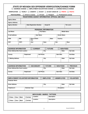 Nevada Sex Offender Verification/Change Form