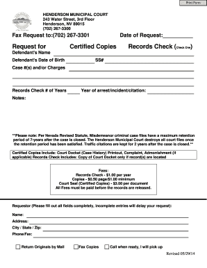 Henderson Municipal Court Records Request
