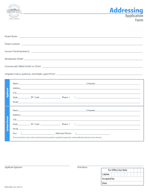Addressing Application Form