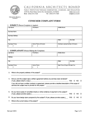 Consumer Complaint Form