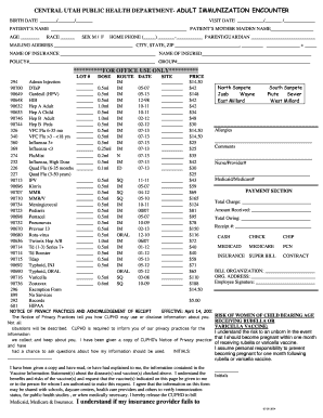 Adult Immunization Encounter Form