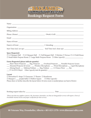 Bookings Request Form
