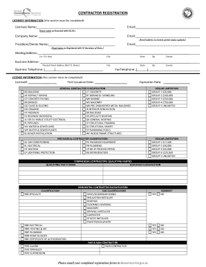 South Carolina Contractor Registration Form