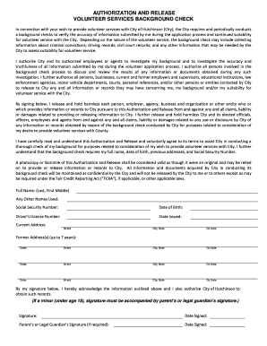 Volunteer Services Background Check Authorization