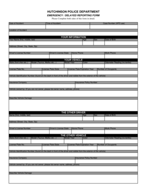 Hutchinson Police Department Accident Report Form