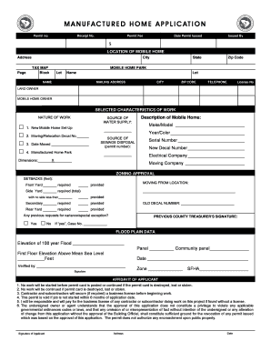 Manufactured Home Application Permit