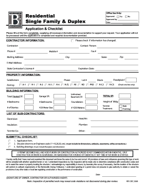 Residential Construction Permit Application
