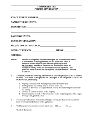 Temporary Use Permit Application