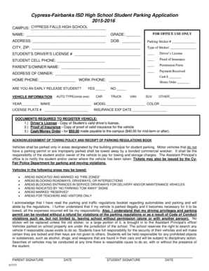 Cypress-Fairbanks ISD High School Student Parking Application