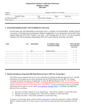 Independent Student Verification Statement
