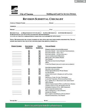 Tacoma Revision Submittal Checklist