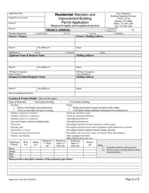 Residential Alteration Permit Application