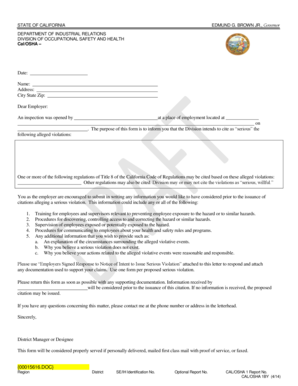 California Employer Notice of Intent to Issue Serious Violation