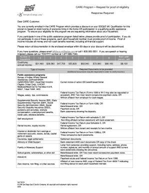 CARE Program Proof of Eligibility Request