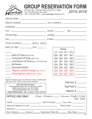 Group Reservation Form