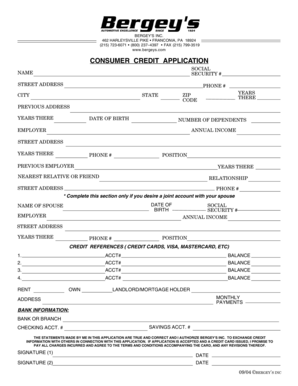 Consumer Credit Application