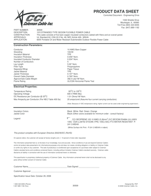 Product Data Sheet for 10/5 Stranded SEOOW Power Cable