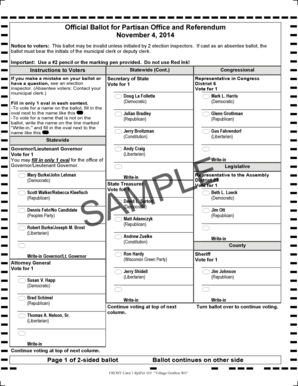 Wisconsin Official Ballot for Partisan Office and Referendum