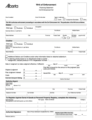 Writ of Enforcement for Debt Collection