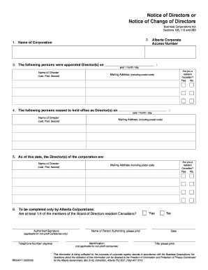 Notice of Change of Directors
