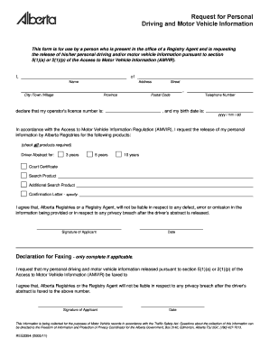 Alberta Driver Abstract Request Form