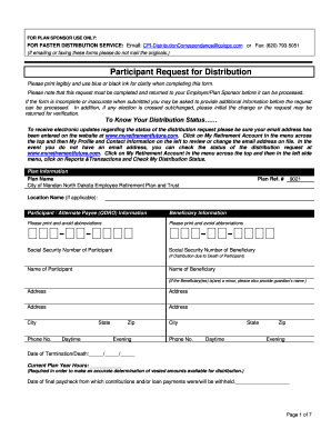 Participant Request for Distribution
