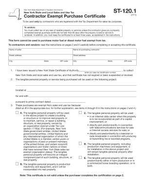 New York State Contractor Exempt Purchase Certificate