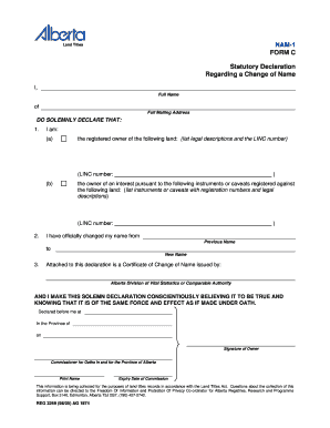 Statutory Declaration for Change of Name