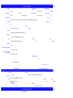 Material Safety Data Sheet