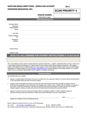 Supplier Enrollment Form
