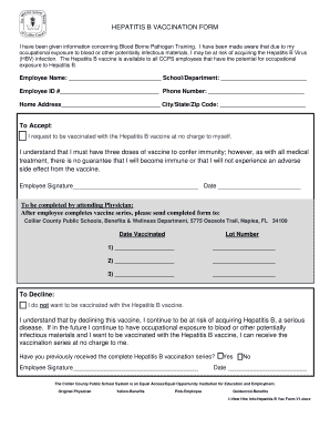 Hepatitis B Vaccination Form