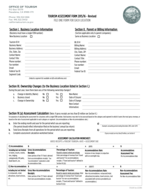 California Tourism Assessment Form 2015/16