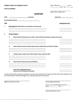 Georgia Probate Court Inventory Form