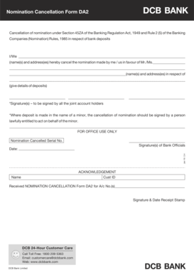Nomination Cancellation Form DA2